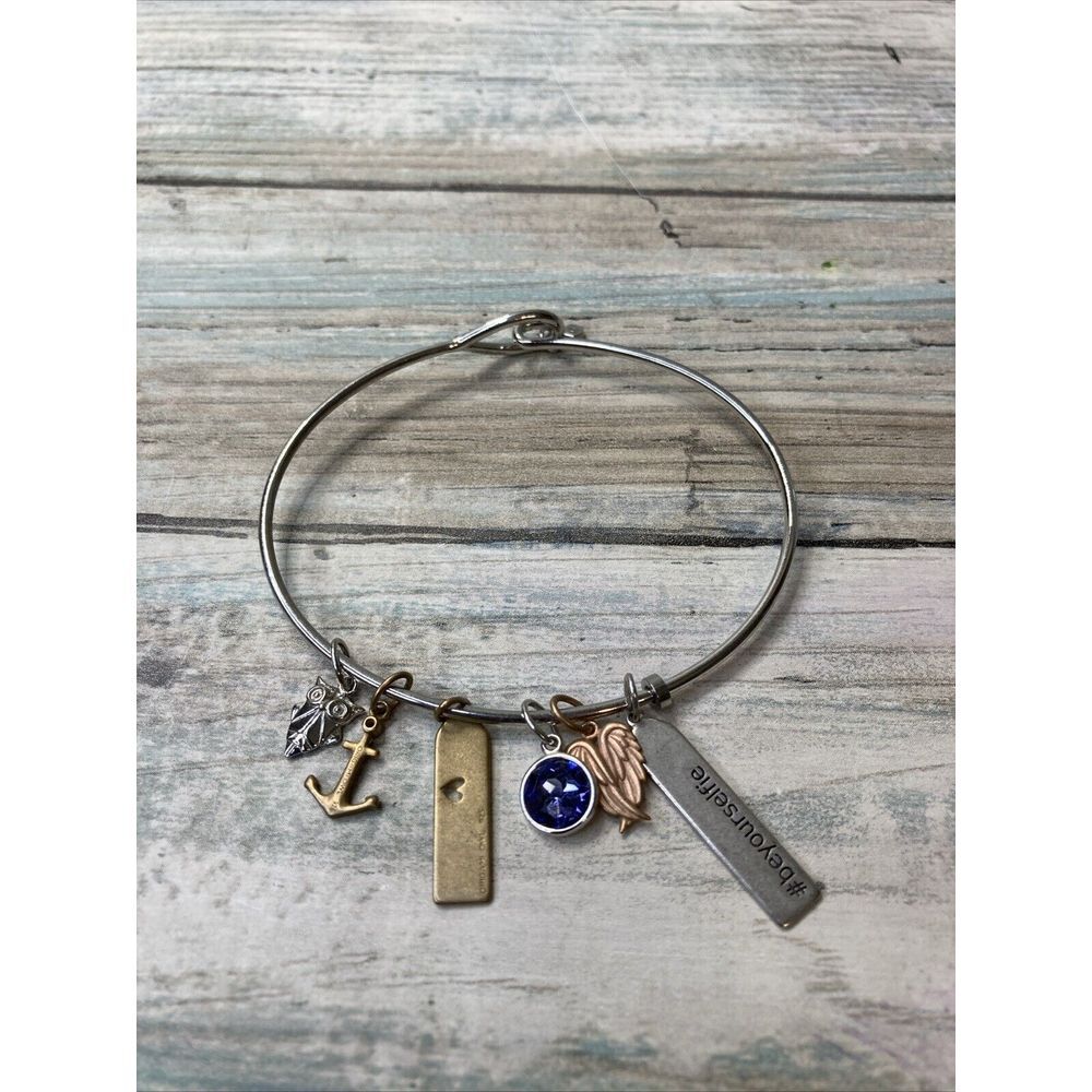 Origami Owl CORE Hexagon Bangle Bracelet with Sterling Silver Charms